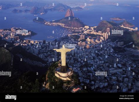 Aerial view of a statue, Christ the Redeemer Statue, Rio De Janeiro ...