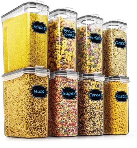 Cereal & Dry Food Storage Containers - Wildone Airtight Cereal Storage Containers Set of 8 [2.5L ...