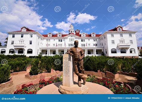 A Statue of Mr. Stanley in Front of the Hedge Maze at the Stanley Hotel ...