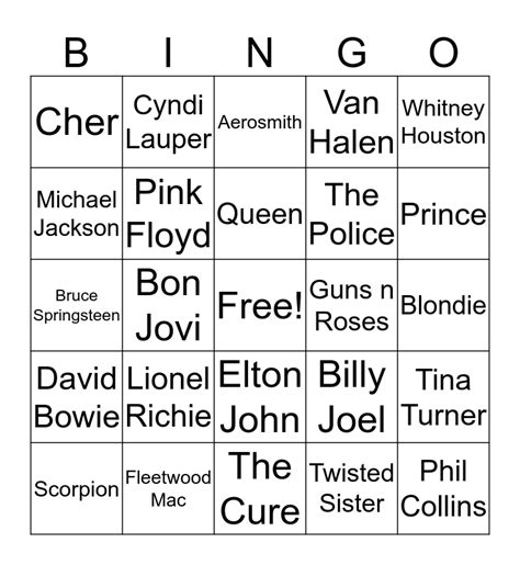 80s Bingo Card