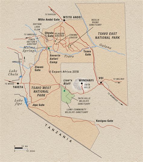 Map showing Tsavo West National Park | Kenya | Expert Africa