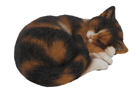 Vivid Sleeping Tortoiseshell Cat - Resin Garden Ornament - £22.99 | Garden4Less UK Shop