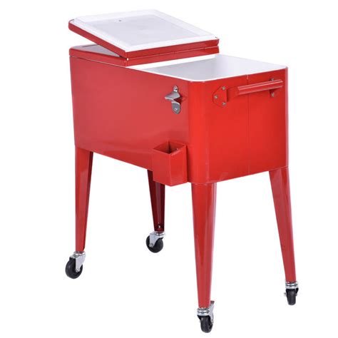 Red Portable Rolling Cooler Ice Chest - 80qt