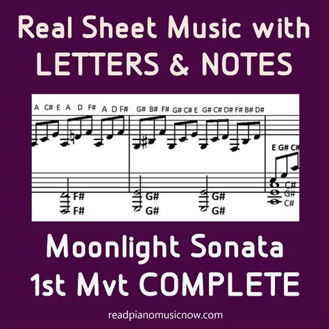 Moonlight Sonata COMPLETE 1st Mvt Sheet Music With Letters, 51% OFF