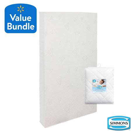 Simmons Silver Dreams 2-in-1 Crib Mattress & Simmons Quilted Polycotton Mattress Protector ...