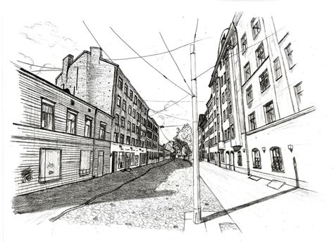 Street Perspective Drawing at PaintingValley.com | Explore collection ...