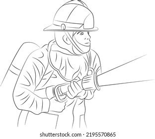 Fireman Line Art Illustration Stock Vector (Royalty Free) 2195570865 ...