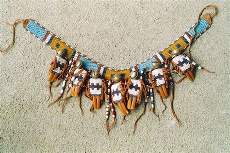 Beaver tooth necklace, beaver teeth, sinew beadwork, hawkbills, trade beads / Mark miller Native ...