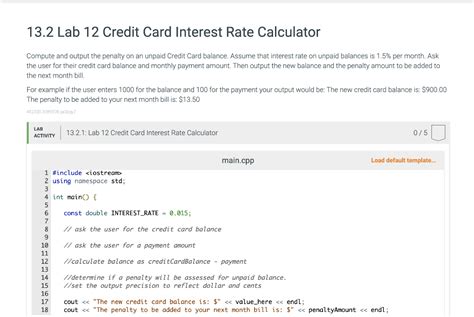 Solved 13.2 Lab 12 Credit Card Interest Rate Calculator | Chegg.com