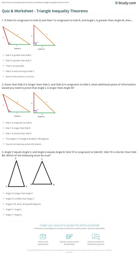 Worksheets Triangle Inequalities