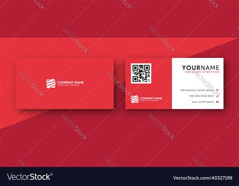 Double sided business card design template red Vector Image