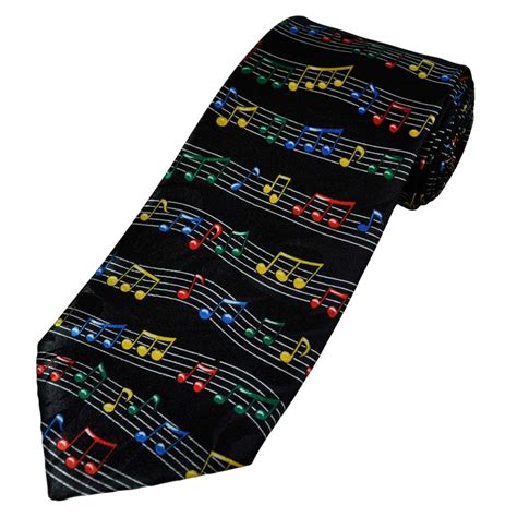 Colourful Music Notes Black Men's Novelty Tie from Ties Planet UK