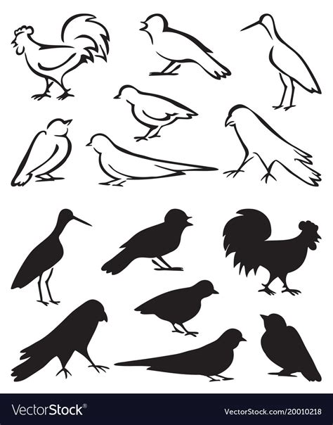 Silhouette birds sitting Royalty Free Vector Image