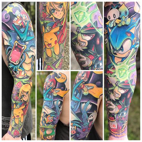 Fun anime/gaming sleeve by Casey Charlton, Rose Rabbit Tattoo, Brisbane ...