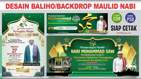 Free Desain Spanduk Baliho Backdrop Maulid Nabi Muhammad SAW 1445H 2023 Siap Cetak (CDR PSD ...