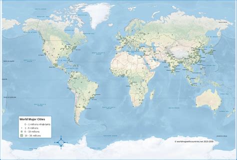 World Map Showing Cities