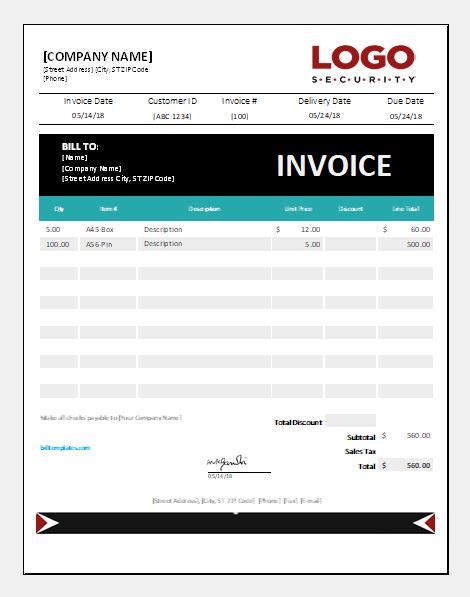 Cash Bill/Invoice Templates for MS Excel | Excel Templates