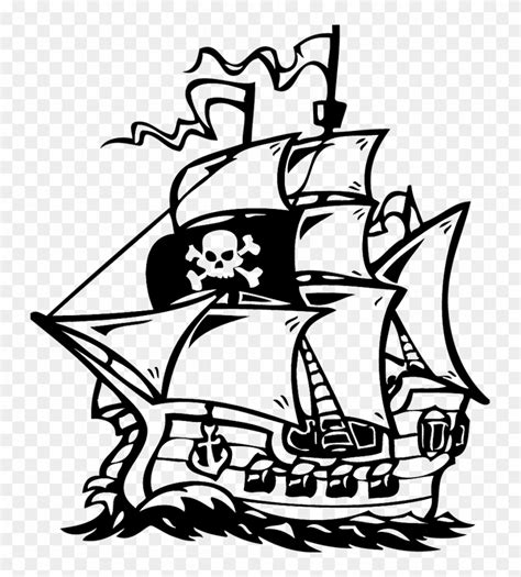 Pirateship - Outline Of Pirate Ship, HD Png Download - 741x851(#489056) - PngFind