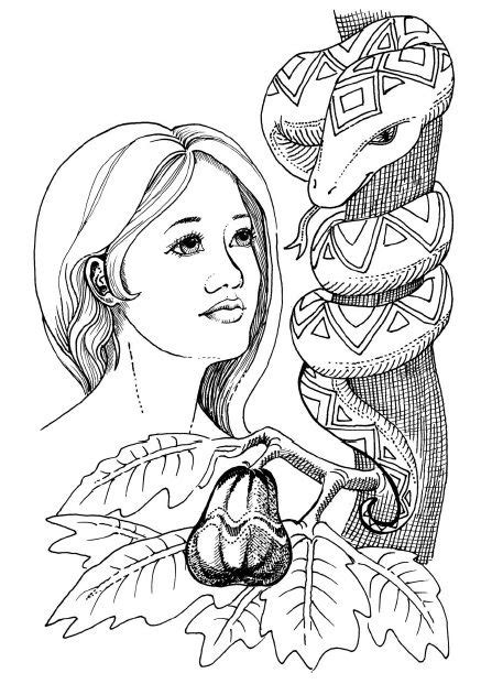The First Man - Eve Tempted Coloring Page | Bible coloring pages, Bible coloring, Bible ...