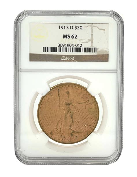 Lot - 1913-D SAINT GAUDENS GOLD $20 DOUBLE EAGLE MS62