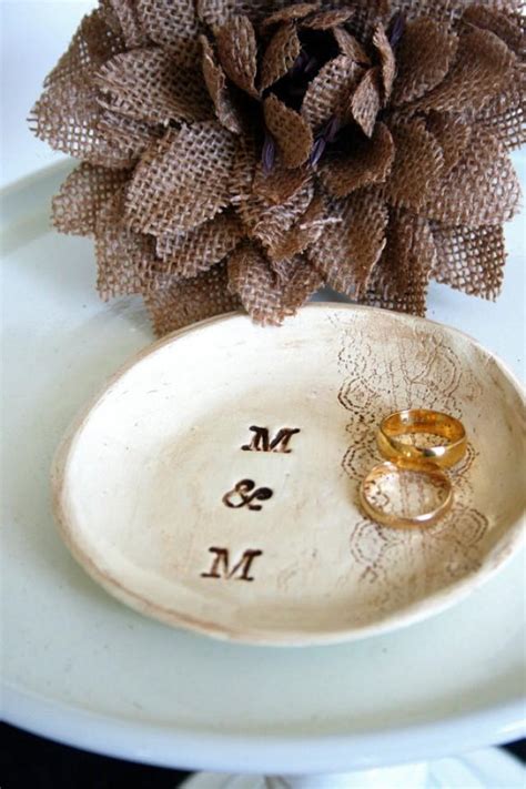 Wedding Ring Dish / Rustic Wedding Ring Holder / Something Old / Ring Bearer Dish / Personalized ...