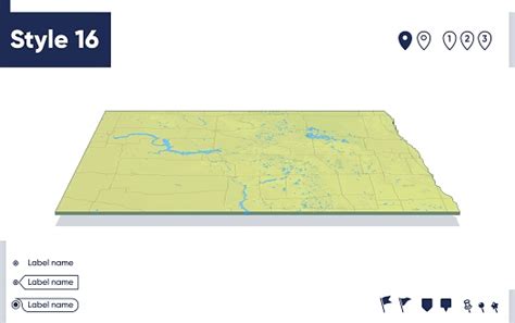 North Dakota Usa Map With Shaded Relief Land Cover Rivers Mountains ...