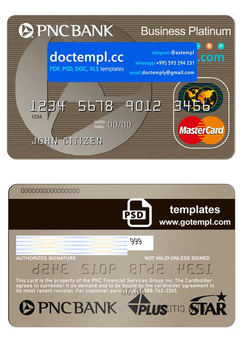 USA PNC Bank MasterCard template in PSD format, fully editable