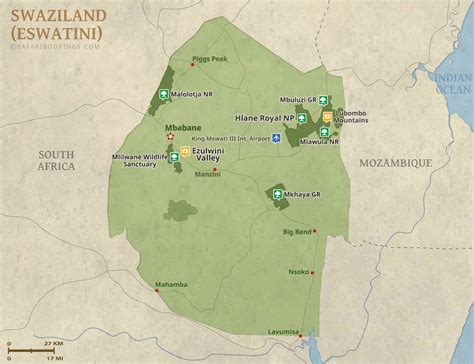 Swaziland Map – Detailed Map of Swaziland National Parks