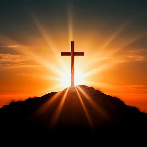 Premium Photo | Easter Resurrection Concept Cross on Hill Silhouette ...