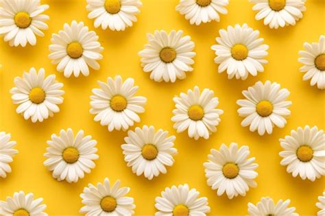 Premium AI Image | A yellow background with daisies on it