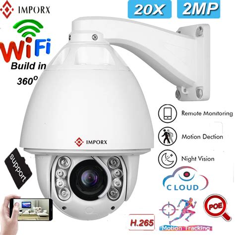 IMPORX Camera 360 Degree Rotation Wifi Video Camera 2MP 20X Auto Tracking Security Outdoor ...