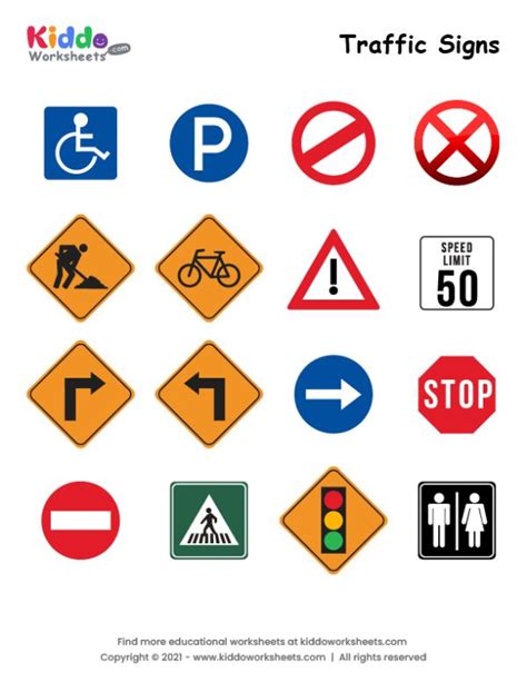 Free Printable Traffic Signs worksheet - kiddoworksheets | Traffic ...