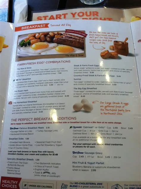 bob evans breakfast menu