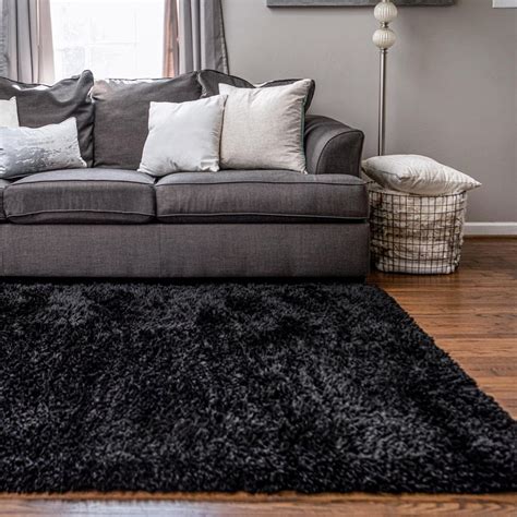 Infinity Collection Solid Shag Area Rug by Rugs.com ‚Äì Black 9' x 12 ...