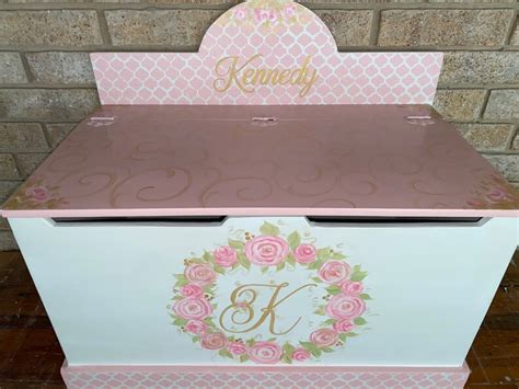 Personalized Girls Toy Box Pink Swans Roses Gold Pink Hand - Etsy