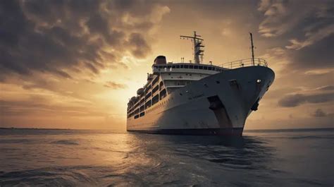 Cruise Ship In The Ocean Sunset Background, Wallpaper, Free Wallpaper ...