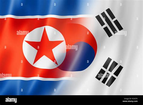 North Korea and South Korea flag Stock Photo - Alamy