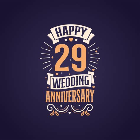 Happy 29th wedding anniversary quote lettering design. 29 years ...