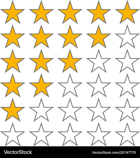 Row of five stars rate 5 star rating icons Vector Image