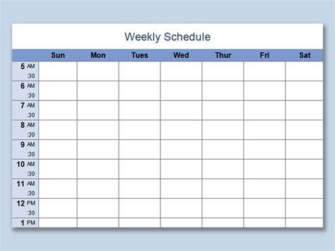 EXCEL of Weekly Schedule.xlsx | WPS Free Templates