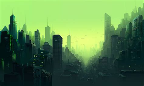 4096x2160 Resolution Green Cyber City 4096x2160 Resolution Wallpaper ...