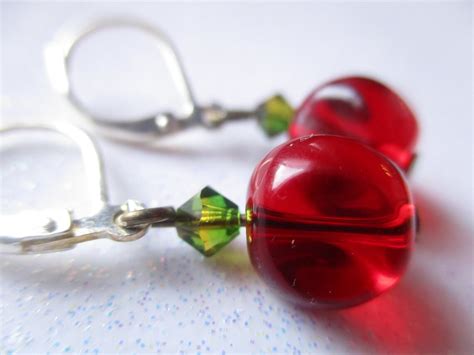 Autumn Apple Earrings Crystal Red Apple Earrings Crystal Candy - Etsy