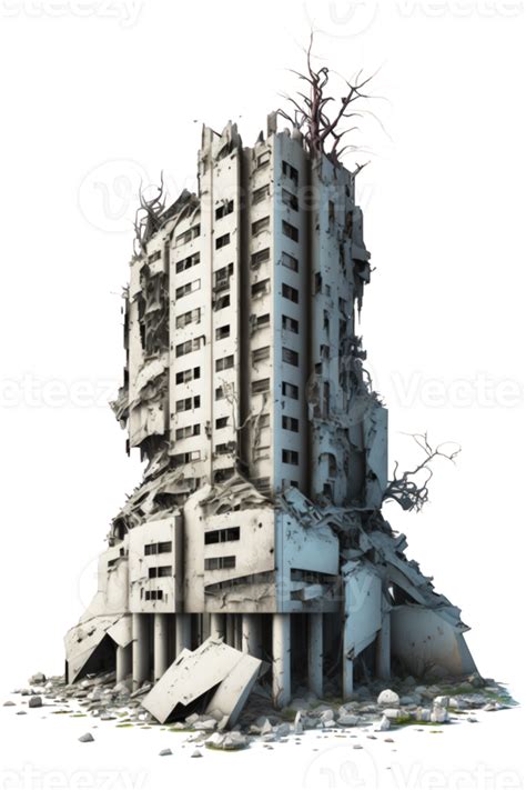 This image depicts ruined skyscrapers in a post-apocalyptic setting ...