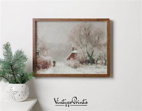 Antique Winter Village Oil Painting Vintage Christmas Print - Etsy