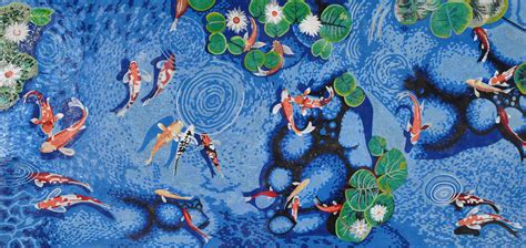 Koi Fish Pond - Mosaic Art | Marine Life&Nautical | Mozaico