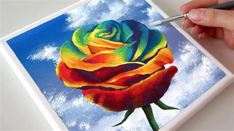 🌹🌈 Rainbow Rose | Easy Acrylic Painting | Step by Step for beginners ...