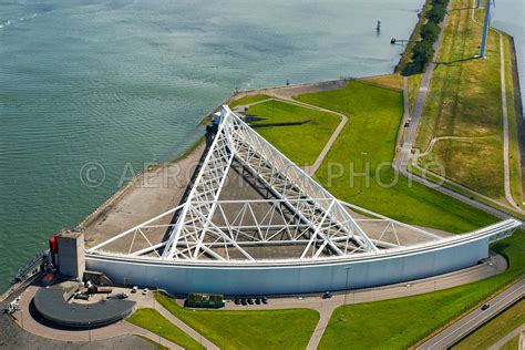 aerial view The doors of the Maeslant storm surge barrier ...