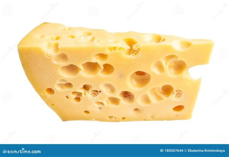 Triangular Piece Of Swiss Cheese With Holes Cutout Stock Photography | CartoonDealer.com #180507644