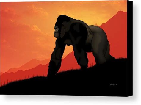 Silverback Gorilla Canvas Print featuring the digital art Silverback Gorilla by John Wills ...