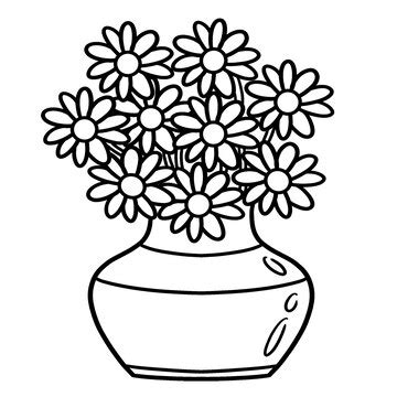 Premium Vector | Flower vase isolated coloring page for kids